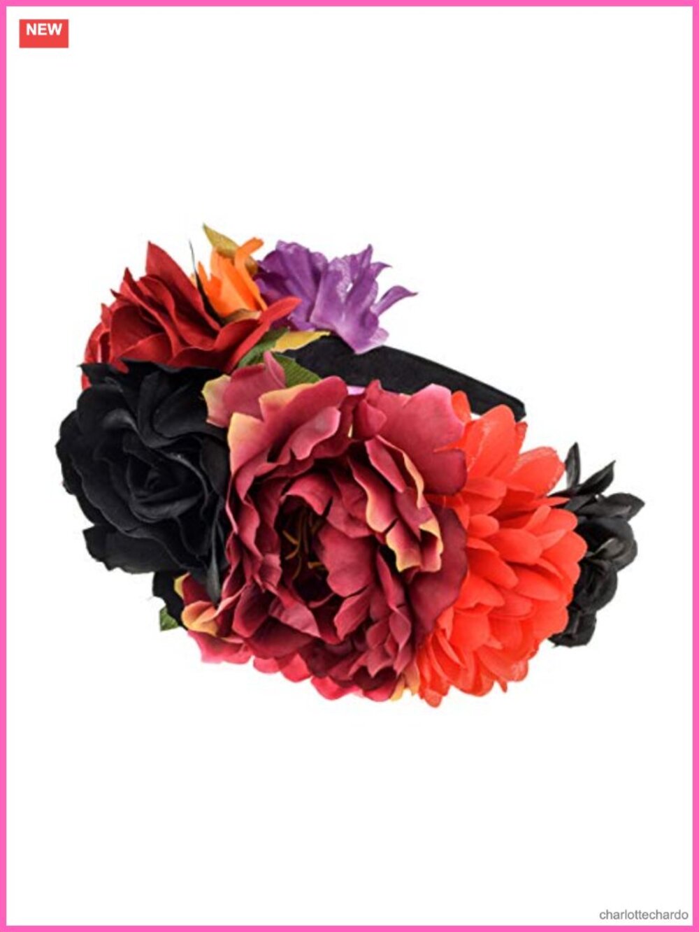 Handmade Rose Flower Crown Headband Day of the Dead Floral Wrap